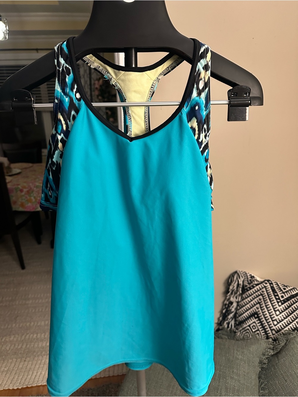 ZeroXposur Turquoise Racerback Tank with Printed Trim